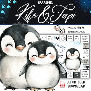 Penguin savings game Kiko Tipo | A6 PDF | Budget Binder | tracker