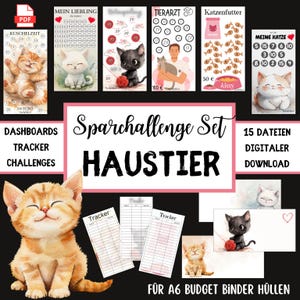 Savings Challenge Set Cats Pet PDF Savings Game Budget Binder A6 Savings Binder Digital Download Cat Veterinarian Cover Method Download PDF