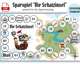 Die Schatzinsel Sparspiel Sparchallenge Umschläge Budgetplaner - deutsch -Spiel Digitaler Download Umschlagmethode Pirat