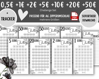 Grey Silver Savings Challenge | 20 ct–50 | A6 PDF | Budget Binder