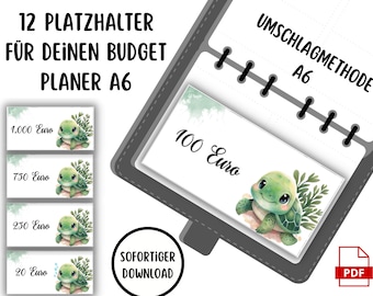 Placeholder 5 10 20 50 100 200 500 1000 Budget Planner Set Envelope Method Fits A6 Holder Saving Savings Binder