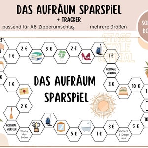 Aufräum Sparspiel Challenge "Boho" suitable for envelopes Cash Binders - German Version - Game - Digital Download A6