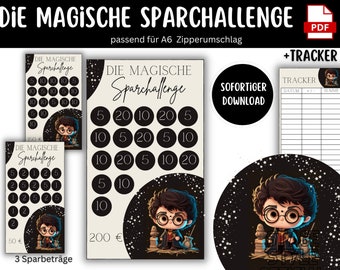 Die magische Sparchallenge "Zauberer" Sparchallenge Set Umschläge Budgetplaner Spiel Digitaler Download Umschlagmethode