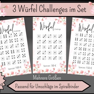 3 Würfel Challenges im Set for Saving Binder - Spar Challenge A6 Set deutsche Vesion Bundle