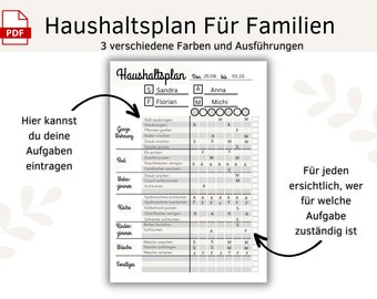 Household planner, cleaning planner for the whole week, family cleaning planner, cleaning planner for shared apartments, digital, pdf download