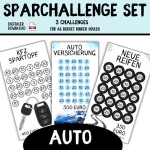 Autobesparingsuitdaging Rijbewijs TÜV Spaarpot Spaaruitdaging Set Enveloppen Budgetplanner Spel Digitale download Envelopmethode