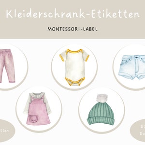 Etiketten Kleiderschrank DIY | Montessori Organisation Kinderkleidung | DIGITALER DOWNLOAD Junge Download Mädchen Waldorf Kleinkind