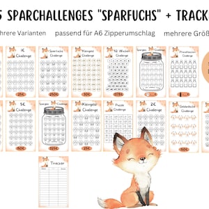 Sparfuchs Sparchallenge Set PDF suitable for A6 envelopes in Sparbinder - German version - Digital download Fuchs envelope method