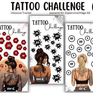 Sparchallenge Tattoo Sparchallenge Set Umschläge Budgetplaner Spiel Digitaler Download Umschlagmethode