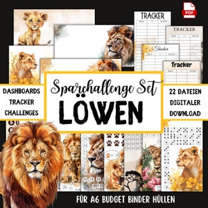 Savings Challenge Set Lion Savings Games Savings Challenge Tracker & Cover Sheet for A6 Budget Binder | Digital Download PDF