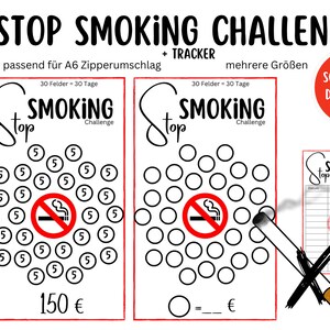 Stoppen met roken Besparingen Challenge Set, Stoppen met roken, Nieuwjaarsresolutie, Digitale Besparingen Sjabloon, Budget Binder A6, PDF, Budget Planner Download