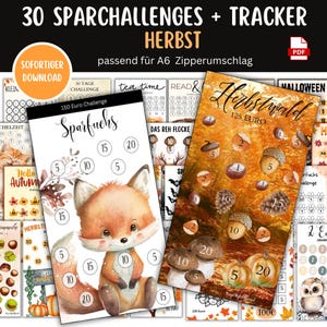 30-Piece Autumn Savings Challenge Set | Savings Game & Tracker | Digital Download | A6 Budget Binder | Cash Stuffing | Envelope Method Budget Planner PDF