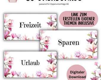 30 Dashboards (cover pages) + Tracker "Flower pink spring" for A6 envelopes Envelope method in Budget Binder | Digital PDF Download