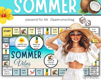 Savings Game Challenge Summer PDF Download A6 Budget Binder Envelope Method Dice Game Budgeting