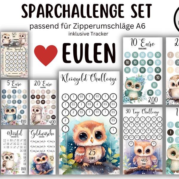 Sparchallenge Set Owl Envelopes Budget Planner Digital Download Envelope Method Challenge Sparchallenge Budget Binder