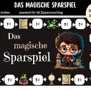 Le jeu d'épargne magique Zauberwelt Sparchalllenge Envelopes Budget Planner - German Game Digital Download Envelope Method