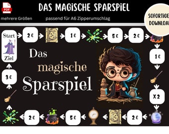 The Magical Savings Game Zauberwelt Sparchallenge Envelopes Budget Planner - German Game Digital Download Envelope Method