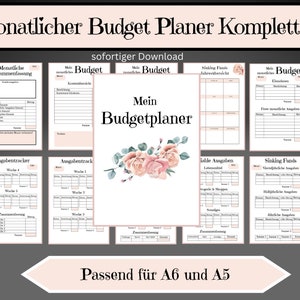 Budget planner German, budget planner German, fixed costs, budget book, budget month, financial planner digital, budget book, PDF A5 & A6 sheet