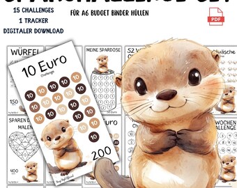 Otter Savings Challenge Set | 15 A6 PDFs | Budget Binder | tracker