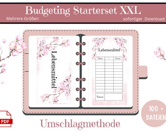 Planificador de presupuesto Alemán Starter Set XXL STARTER SET - Carpetas de efectivo A6 y A7 - Descarga digital - Desafíos, Fondo de amortización, Rastreador de presupuesto