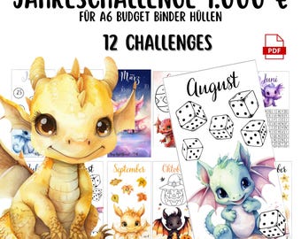 Dragon Year Challenge | 12 Months | €1000 Savings Goal | A6 PDF