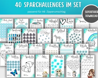 40 Spar Challenges + Tracker suitable for envelope method budget binder, savings binder, budget - digital download PDF savings jar money laundering