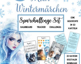 Winter Money-Saving Fairy Tales | 10 Money-Saving Challenges | A6 PDF | Budget Binder