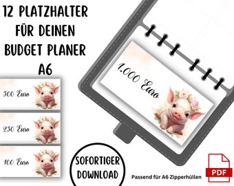 Placeholder 5 10 20 50 100 200 500 1000 Budget Planner Set Envelope Method Fits A6 Holder Save Budget Planner Piggy Bank