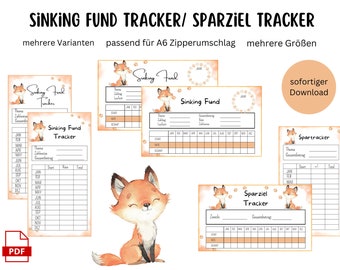 Sparfuchs Set de fondos de amortización - Rastreador de fondos de amortización - Método de sobre del rastreador de ahorros - adecuado para sobres A6