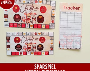 Sparchallenge Sparspiel Set PRINTVERSION A6 Budget Binder Umschläge im Sparbinder - deutsche Version - Weihnachten Umschlagmethode Druck