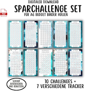 Savings Challenge Set PDF A6 Envelopes Savings Binder German Digital Download Savings Challenge Cash Stuffing Envelope Method Budget Binder Planner