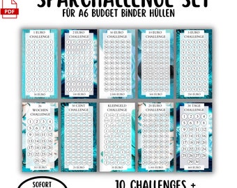 Savings Challenge Set PDF A6 Envelopes Savings Binder German Digital Download Savings Challenge Cash Stuffing Envelope Method Budget Binder Planner