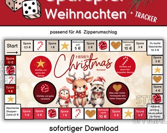 Sfida del risparmio Gioco di Natale adatto per buste Raccoglitore di budget - Gioco di risparmio - Gioco - Download digitale - Bilancio di Natale