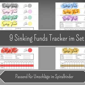 9 Sinking Funds Trackers voor A6 Cash Binders - Digitale download.