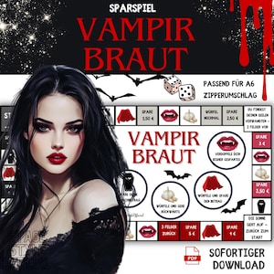 Savings Game "Vampire Bride" – Gothic Savings Challenge | A6 PDF for Budget Binders | Printable Envelope Templates | Digital Download