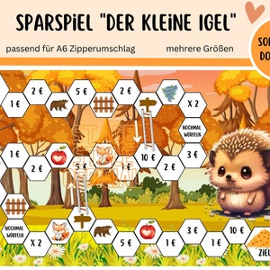 Savings Game Challenge "The Little Hedgehog" Suitable for Envelopes Cash Binders - German Version - Game - Digital Download