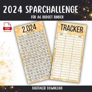 Savings Challenge 2024 German in a set suitable for A6 sleeves Cash Binders - Budget Binder - Digital Download - Envelope Method - Budget Planner