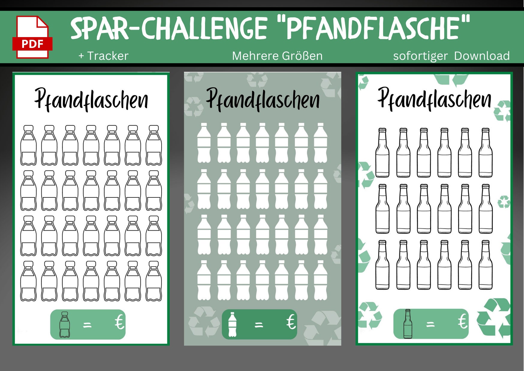Deposit Challenge Deposit Bottle Challenge Savings Challenge Deposit Bottle Set PDF for Saving Binder - Bundle Digital Download Set