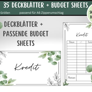 35 Dashboards Cover Sheets Tracker Eucalyptus for A6 A5 Envelopes Envelope Method in Budget Binder Digital PDF Download image 3