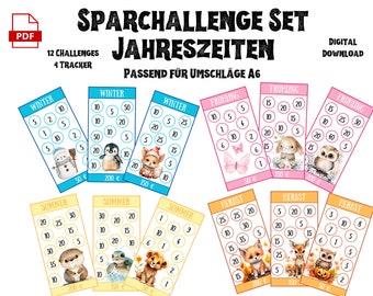 Seasonal Savings Challenge Set | 12 A6 PDFs | Budget Binder | Savings Game