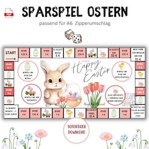 Easter Savings Game | Easter Savings Challenge | Saving Money with Easter Motifs Savings Challenge to Print A6 Budget Planner PDF Digital Download