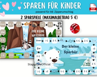 Children's Savings Game Pocket Money Savings Challenge Set Children suitable for envelopes A6 Budget Binders Digital Download - PDF Download