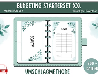 Mega Starter Set Budgeting XXL STARTER SET - Carpetas de efectivo A6 Descargar Desafíos Fondo de amortización Rastreador de presupuesto Dashbaords Portada Pdf