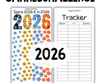 Annual Challenge 2026 Savings Challenge A6 PDF Download Envelope Method Budget Binder
