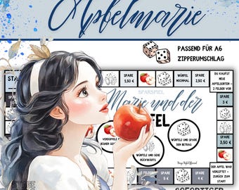 Fairytale Savings Game Apple Marie – PDF Download | Dice Game with Magnet | Savings Game for A6 Budget Binders | Envelope Method