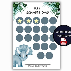 Cuadro de recompensas para dinosaurios niños fuertes – Póster de recompensas en PDF y sistema de recompensas para la decoración de habitaciones infantiles | Sin pañales y motivación