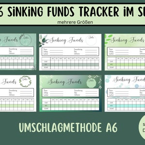 Download 6 Sinking Funds Set - Sinking Fund Tracker - groene eucalyptus - enveloptracker - geschikt voor de A6-enveloppen -