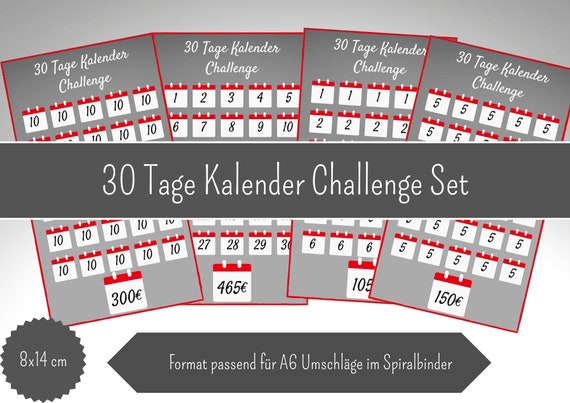 Sparchallenge Set 30 Tage Kalender Passend Für A6 Cash Binders - Etsy