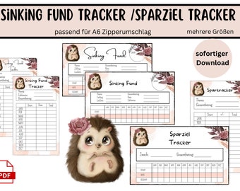 Sinking Funds Set "Hedgehog" - Sinking Fund Tracker - Spartracker envelope method - suitable for the A6 envelopes