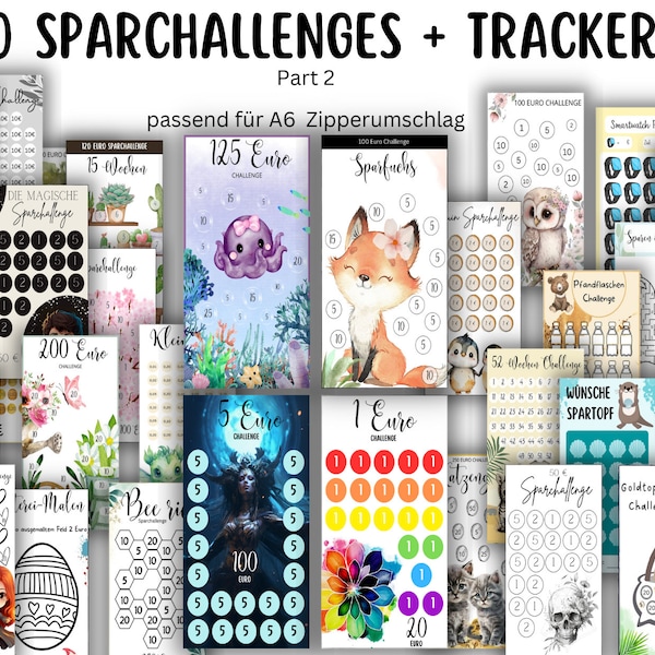 Budget Challenge 50 Sparchallenges Budgetplaner Teil 2 passend Umschlagmethode Budgetbinder, Sparbinder, Tracker - Digitaler Download PDF